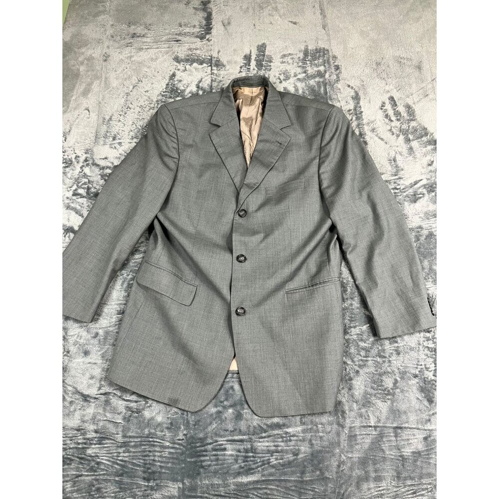 Hugo Boss Mens Gray Suit Jacket 44 & Pants 34 Wool Blend Good Condition
